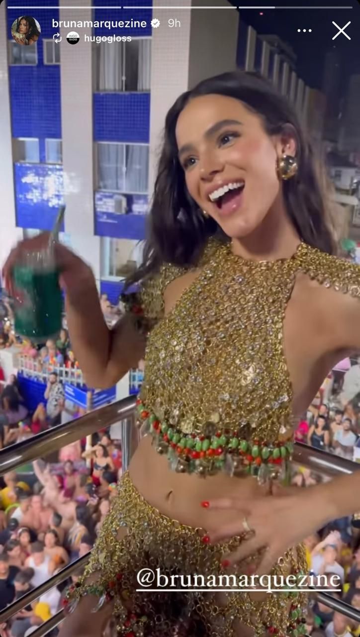 Bruna Marquezine em trio elétrico de Anitta, em Salvador / Reprodução/Instagram