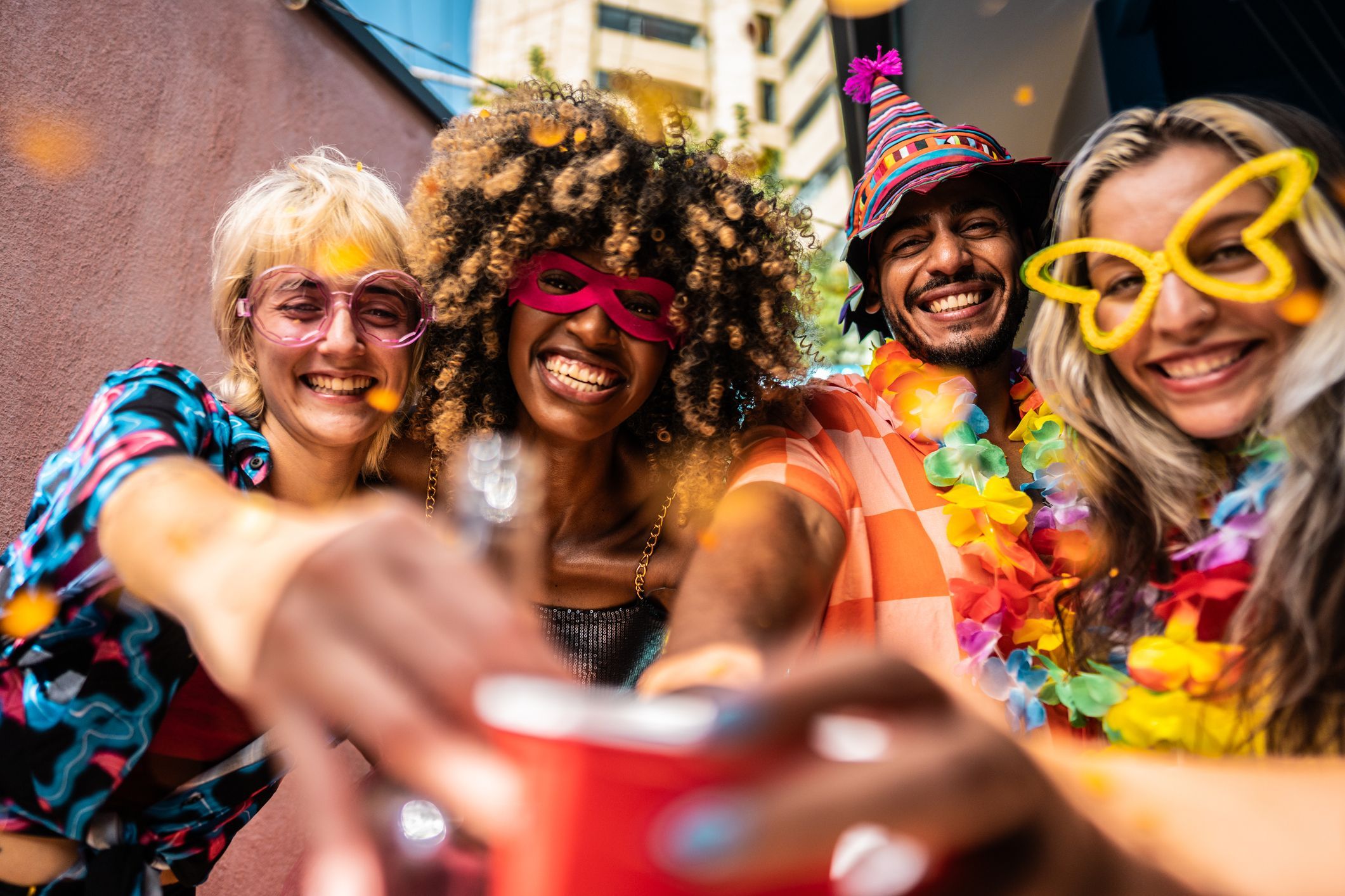 Foliões curtindo o Carnaval