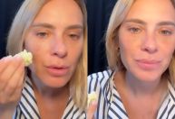 Sardas com couve-flor? Carolina Dieckmann testa técnica de maquiagem