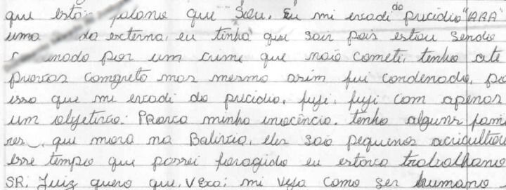 Trecho de carta do foragido Deibson / Reprodução