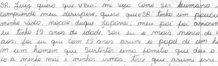 Trecho de carta do foragido Deibson / Reprodução