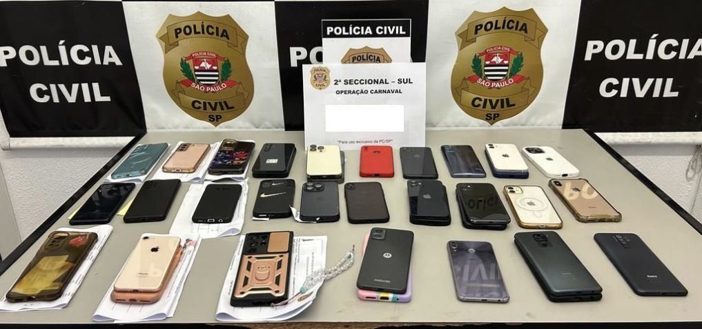Aparelhos apreendidos pela Polícia Civil durantes blocos de Carnaval. / Reprodução: Secretaria de Segurança Pública