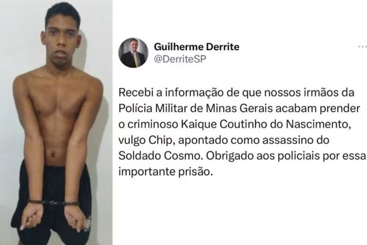 Derrite informou a prisão de Chip pelas redes sociais / Reprodução