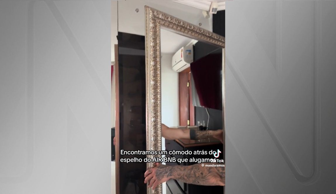 Turistas descobrem falso cômodo atrás do espelho em casa alugada de Airbnb em Florianópolis / Reprodução/Redes Sociais