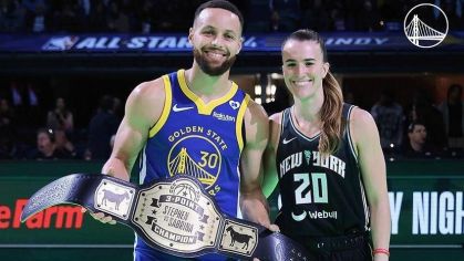 Curry e Ionescu se enfrentaram em desafio de cestas de três pontos