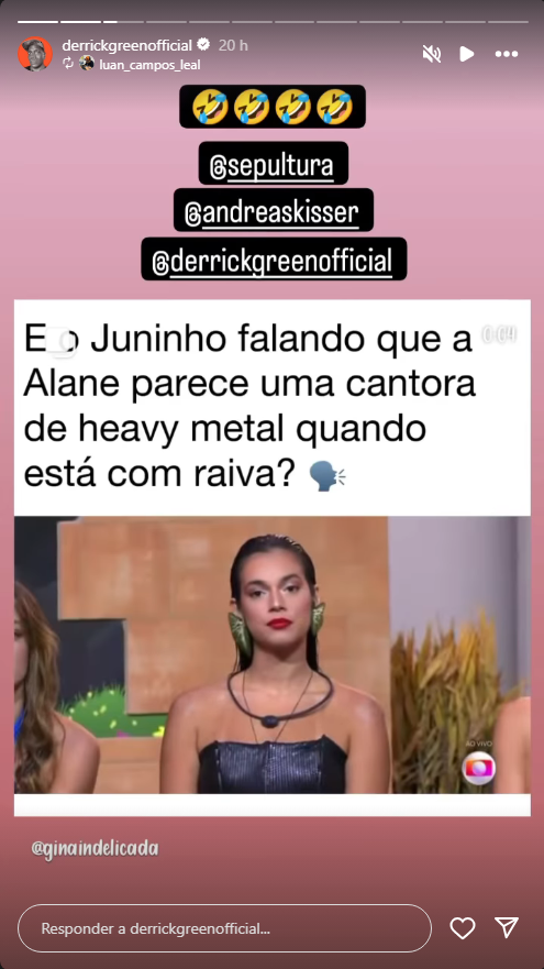 Derrick Green, verdadeiro vocalista da banda Sepultura, compartilha vídeo da comparação com Alane. / Reprodução/ Instagram