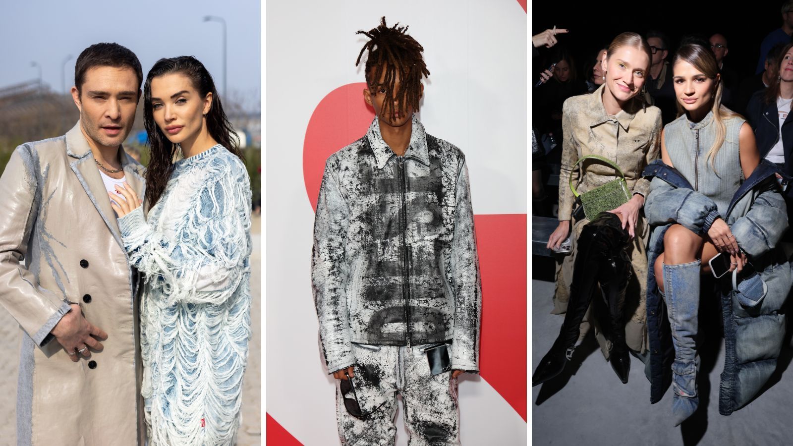 Ed Westwick, Amy Jackson, Jaden Smith, Celina Locks e Thássia Naves no desfile da Diesel