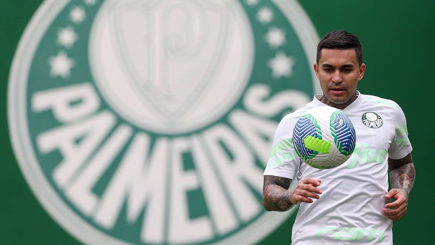 Dudu em treinamento no Palmeiras