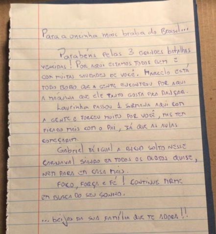 Carta da família para Fernanda no BBB24 / Globo