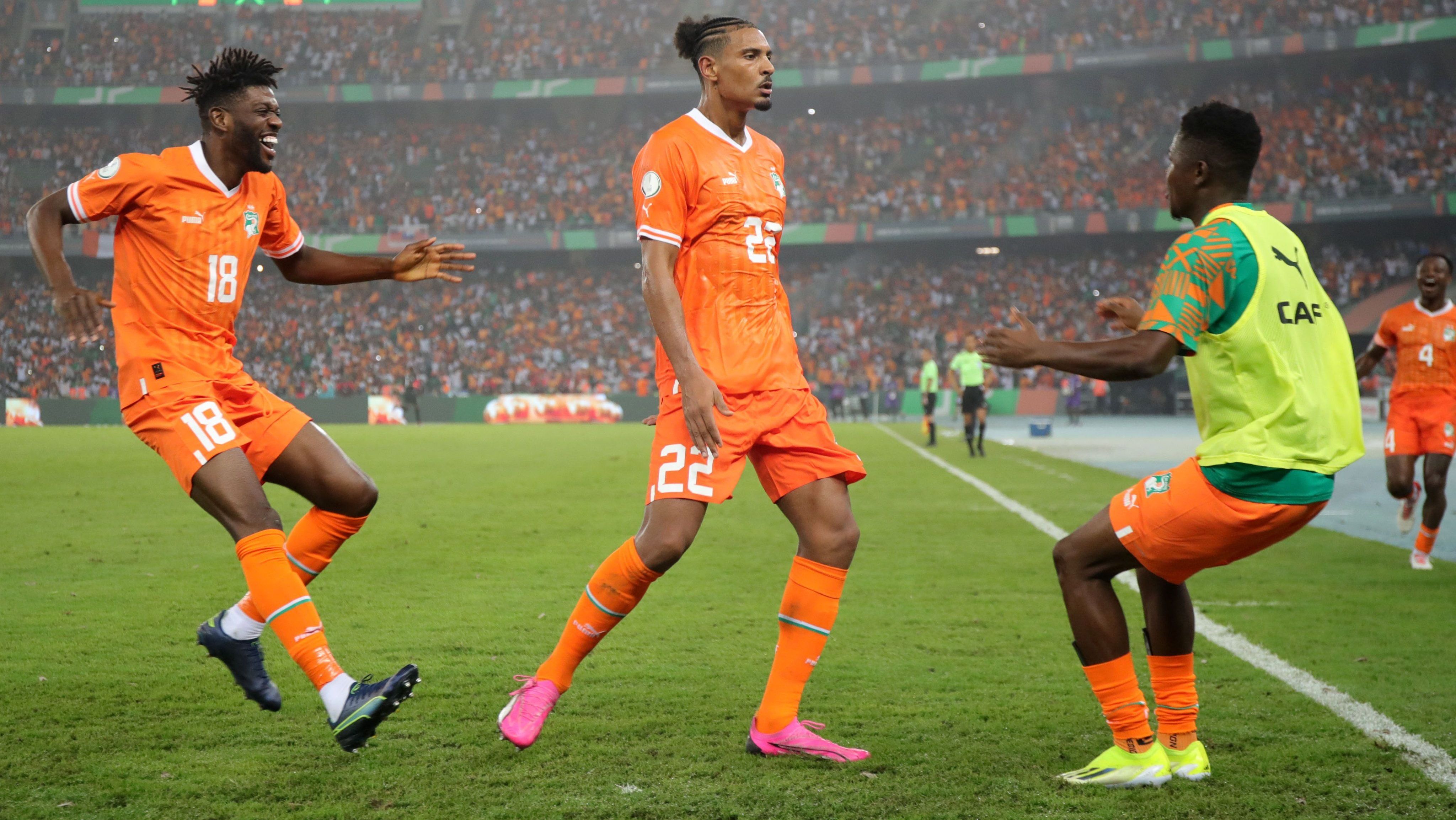 Haller comemora o gol que levou a Costa do Marfim à final da Copa Africana de Nações