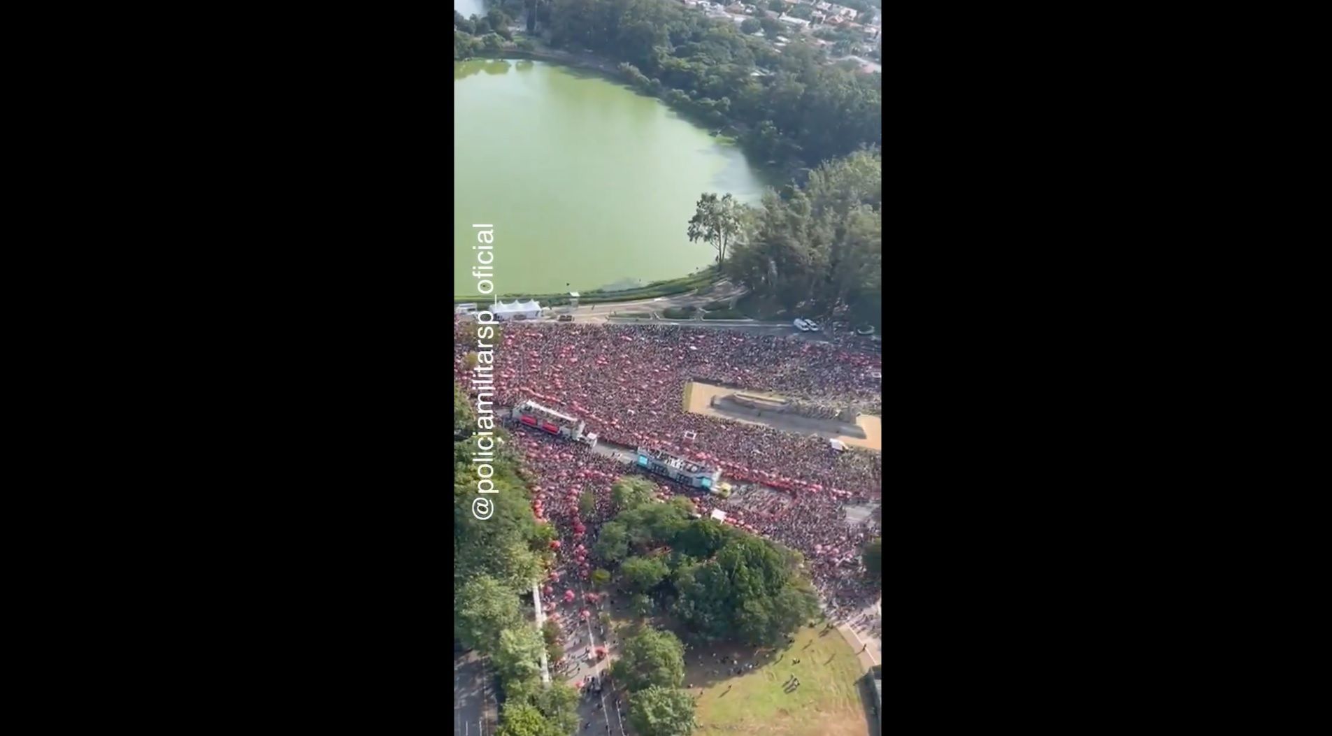 Imagens aéreas do Parque Ibirapuera, onde ocorreu o desfile do Bloco da Pabllo