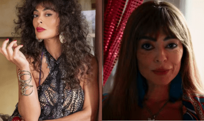 Juliana Paes como Jacutinga em primeira e segunda fase de "Renascer"