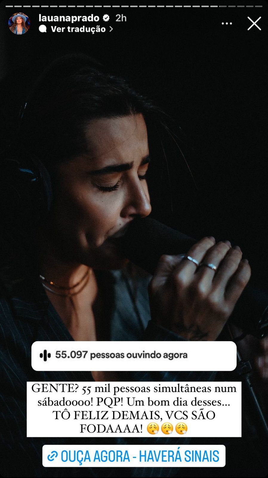 Lauana Prado comemorou números da canção "Haverá Sinais" / Reprodução/Instagram