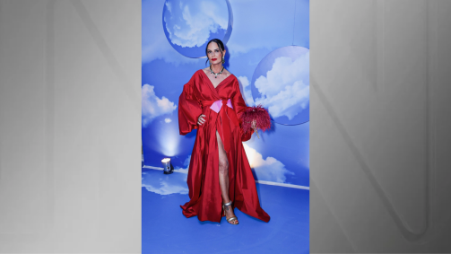 Luiza Brunet escolheu um vestido vermelho exuberante e uma bolsa de plumas