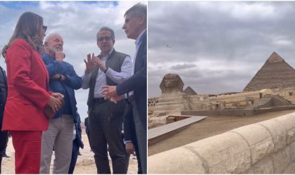 Lula e Janja visitam pirâmides de Gizé em primeiro dia de viagem oficial ao Egito
