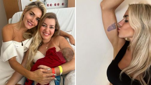 Monique Alfradique com a irmã e o sobrinho