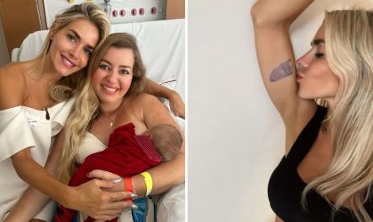 Monique Alfradique com a irmã e o sobrinho