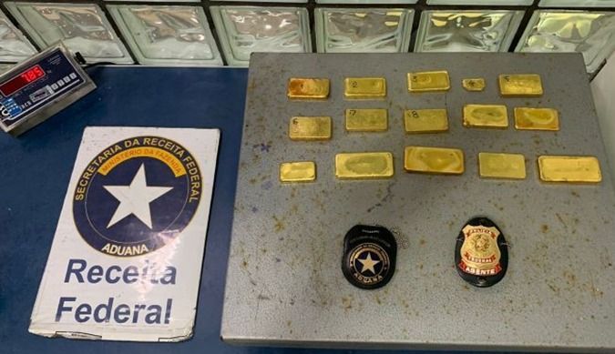 Ouro apreendido pela PF no aeroporto de Belém / Divulgação/PF