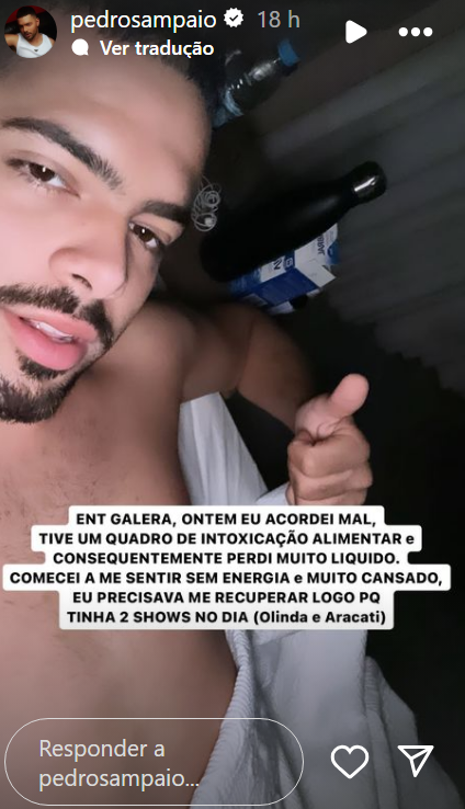 Pedro Sampaio relata intoxicação alimentar durante Carnaval / Reprodução/Instagram