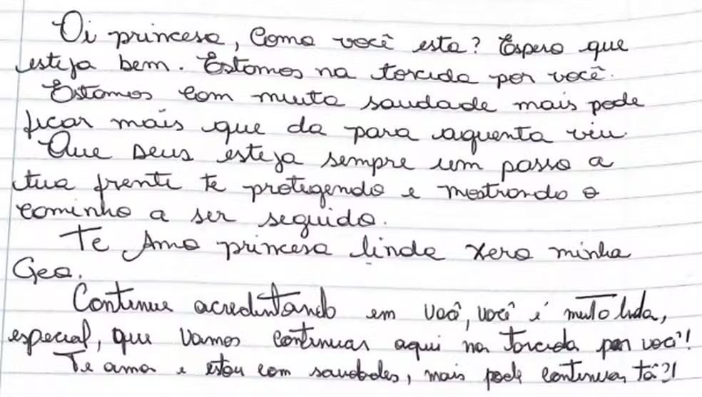 Carta da família para Pitel no BBB24 / Globo
