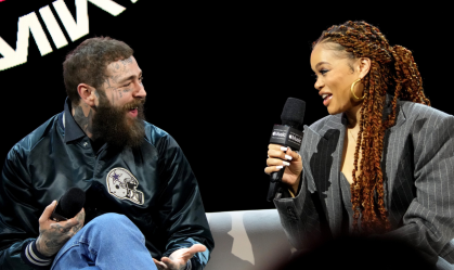 Post Malone e Andra Day falam sobre o pré-jogo do Super Bowl LVIII na conferência de imprensa do Apple Music Super Bowl LVIII Halftime Show