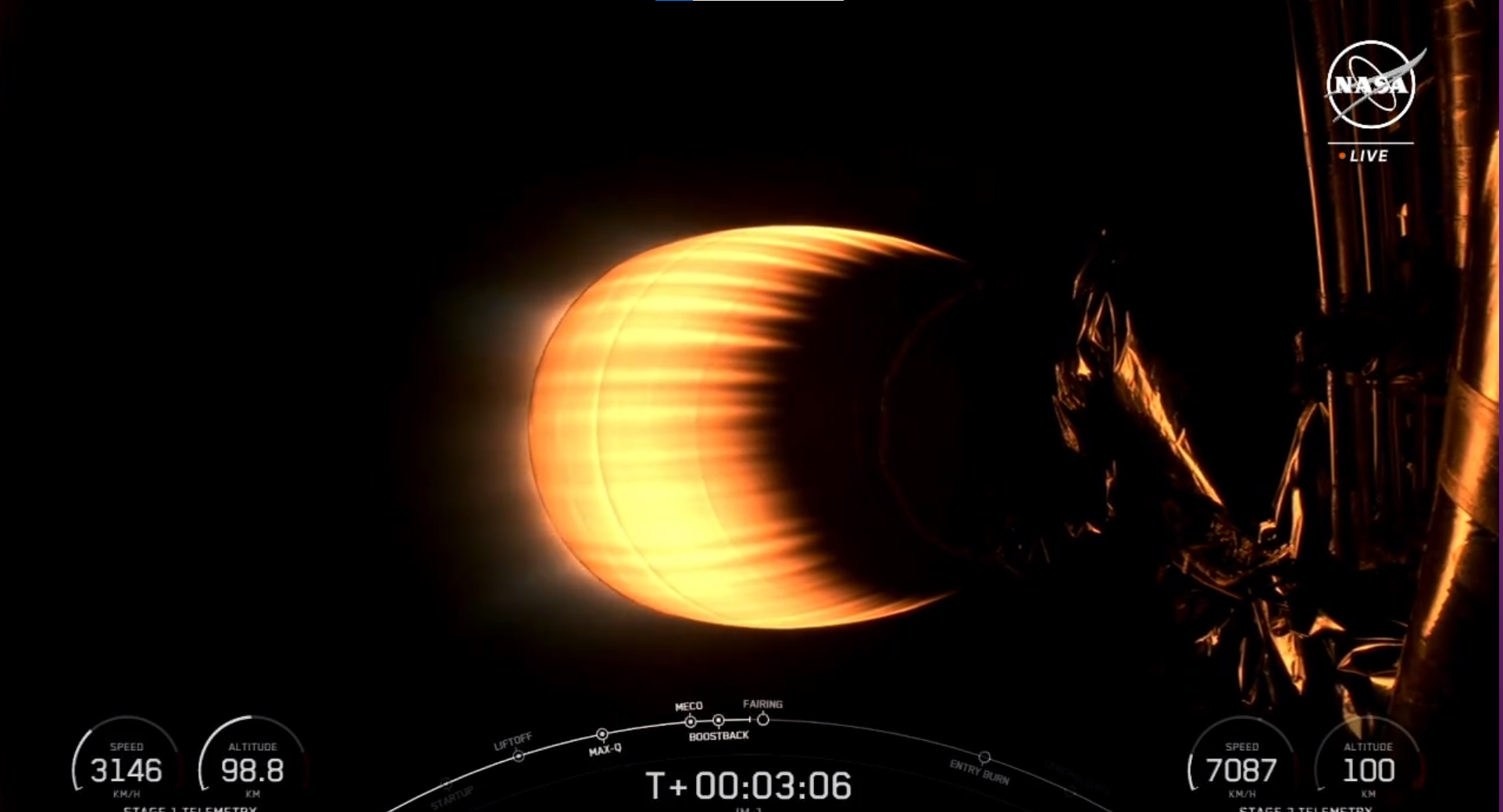 O módulo lunar Odysseus, desenvolvido pela empresa Intuitive Machines, com sede em Houston, é lançado no topo de um foguete SpaceX Falcon 9 em Cabo Canaveral, Flórida, em 15 de fevereiro de 2024 / Nasa