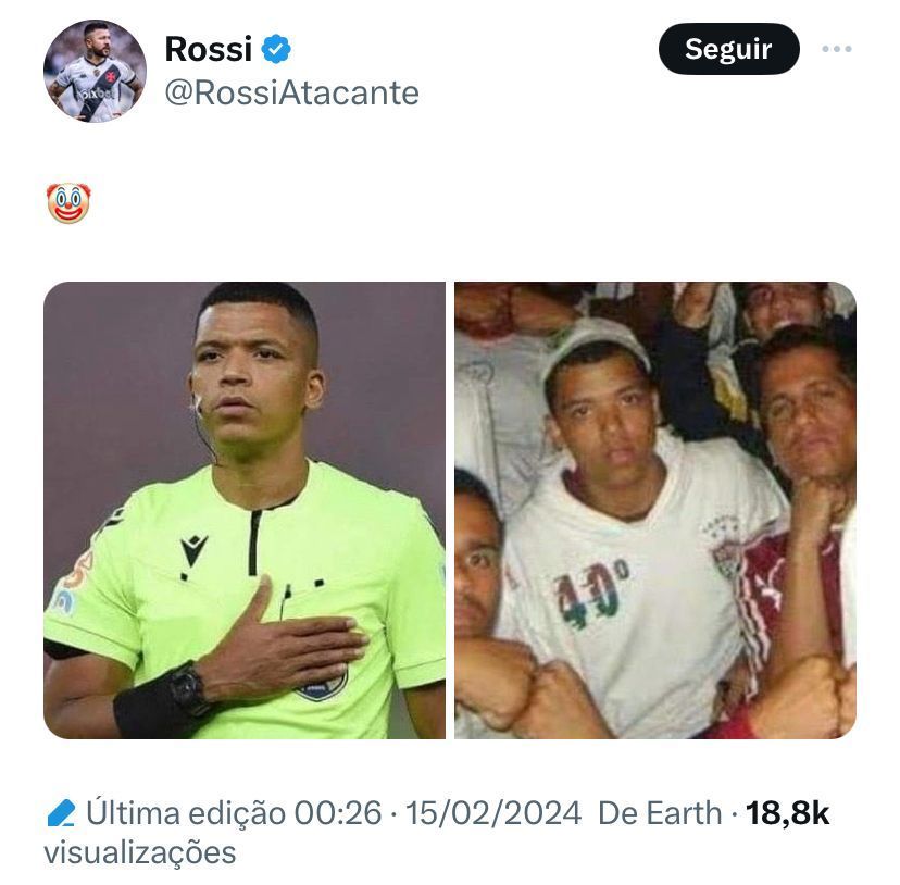 Rossi detonou a arbitragem do clássico contra o Fluminense / Reprodução / redes sociais