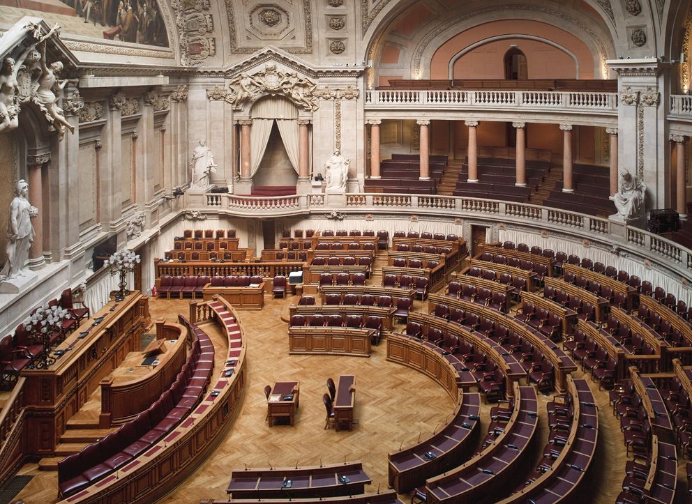 Sala de sessões do Parlamento português em Lisboa