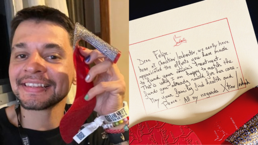 Felipe Cordeiro recebeu carta de Christian Louboutin após pegar salto de Taylor Swift