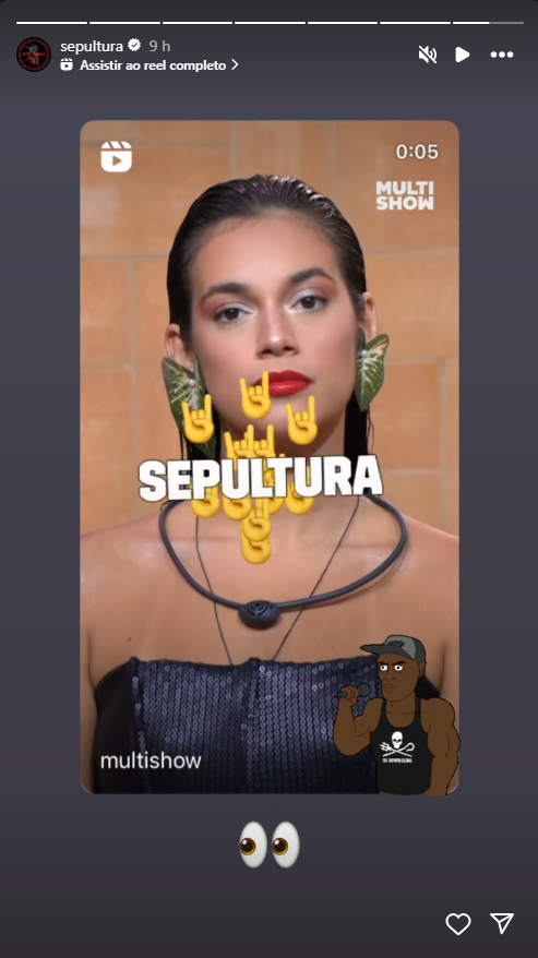 Perfil da banda Sepultura compartilhou vídeo no qual Alane do BBB24 é comparada ao vocalista. / Reprodução/ Instagram