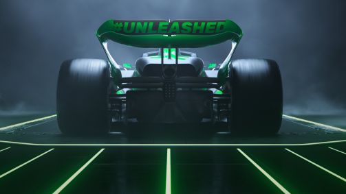 O carro preto e verde da Stake F1, nova velha escuderia da Fórmula 1 — é o nome da antiga Sauber, com novo nome