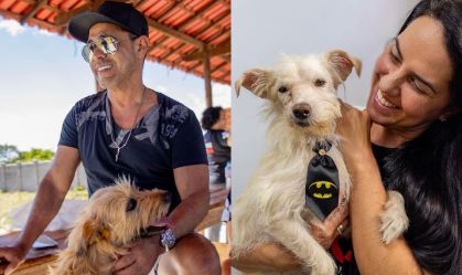 Zezé Di Camargo foi acompanhado da noiva, Graciele Lacerda, até ONG de Anápolis (GO)