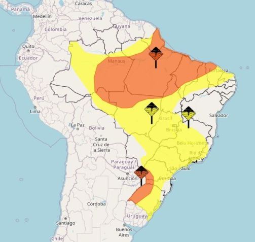 Alerta de chuvas intensas no Brasil / Reprodução Inmet