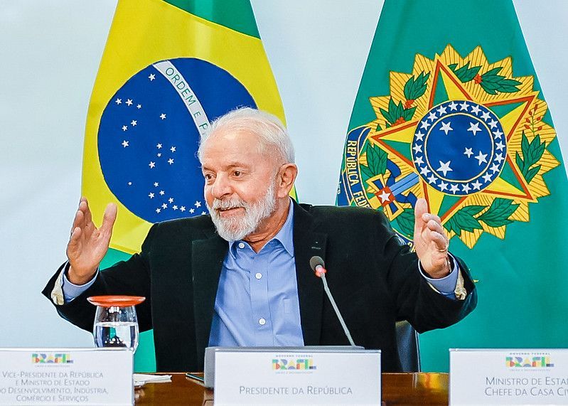 O presidente Luiz Inácio Lula da Silva (PT) durante reunião no Palácio do Planalto