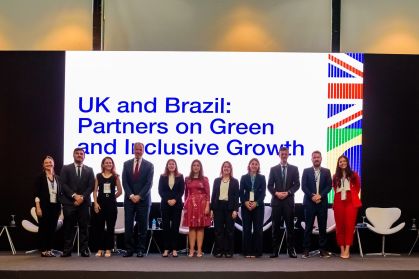 Evento de promoção de parceria entre Brasil e Reino Unido contra as mudanças climáticas e o desmatamento, em Brasília