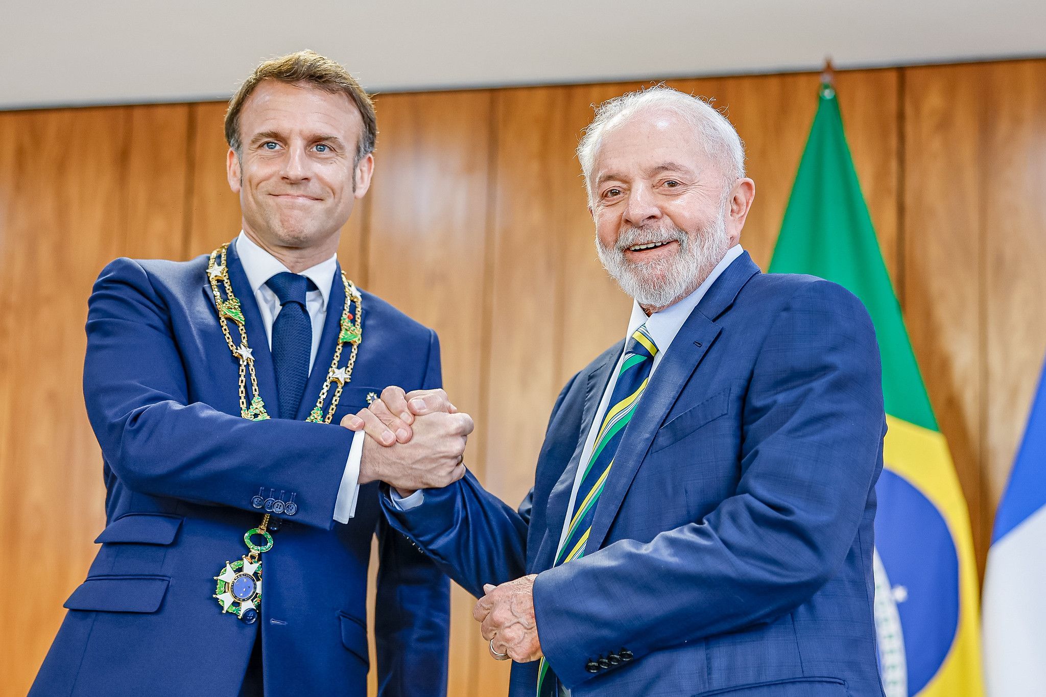 Emmanuel Macron e Luiz Inácio Lula da Silva / Ricardo Stuckert/PR