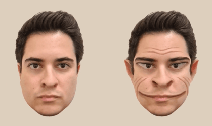 Representação artística de uma distorção facial