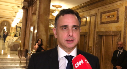 O presidente do Senado, Rodrigo Pacheco (PSD-MG), em agenda em Buenos Aires (Argentina)