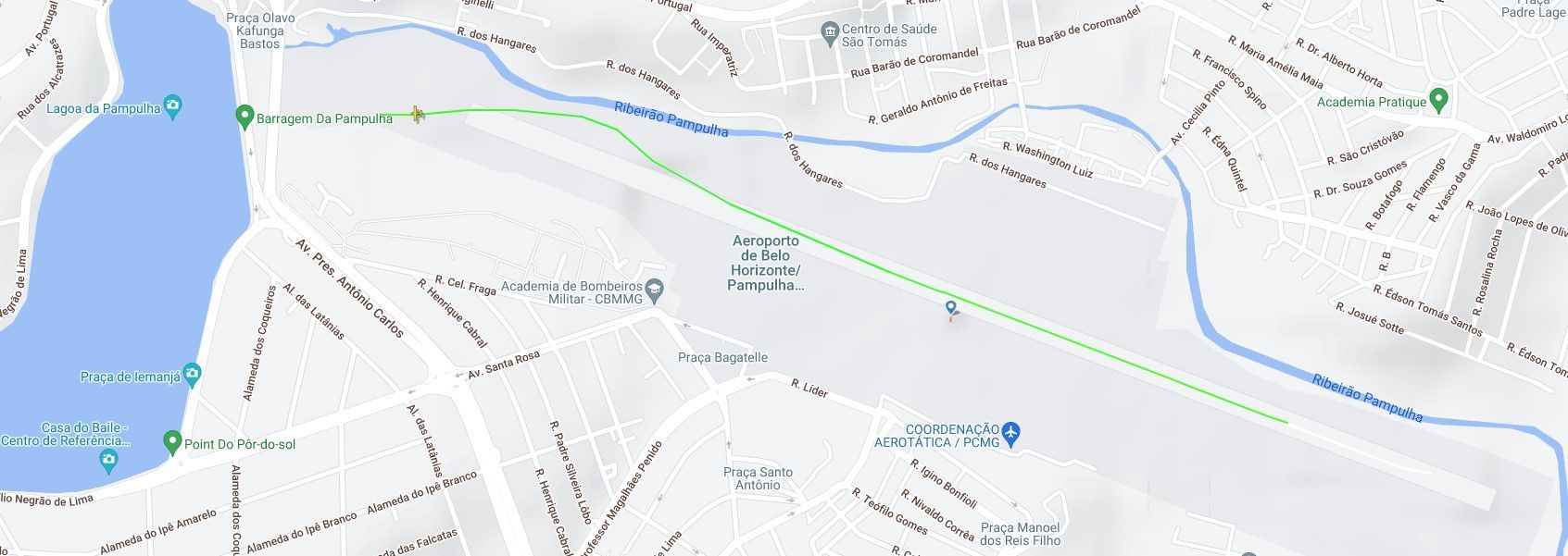 Linha verde representa o traçado do avião da Polícia Federal acidentado em Belo Horizonte / Reprodução/Flightradar24