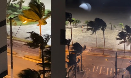 Ventania assusta moradores e turistas no litoral de São Paulo; veja registro