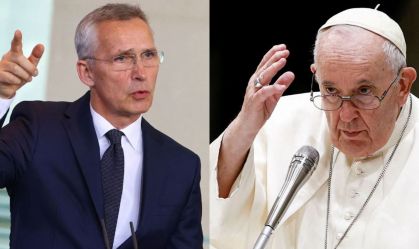 Jens Stoltenberg, secretário-geral da Otan, e Papa Francisco