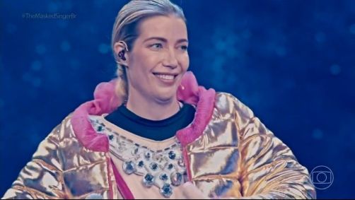 Luiza Possi sem máscara da personagem MC Porquinha, no programa "The Masked Singer Brasil"