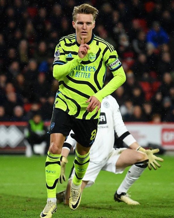 Martin Odegaard comemora gol do Arsenal em jogo contra o Sheffield United em 4 de março de 2024 / Instagram @odegaard.98