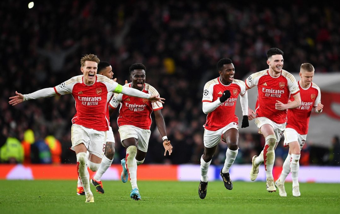 Martin Odegaard comemora classificação do Arsenal para as quartas de final da Liga dos Campeões após vencer o FC Porto nos pênaltis / Instagram @odegaard.98