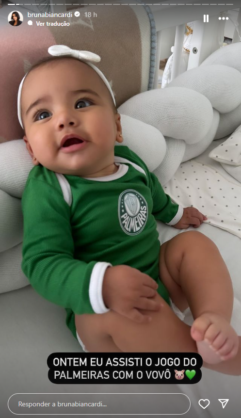 Mavie com uniforme do Palmeiras. / Reprodução / Redes Sociais
