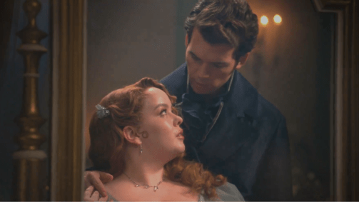 Personagens Colin e Penelope da série Bridgerton