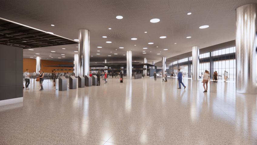 Modelo 3D do projeto da área de embarque do Aeroporto de Congonhas / Divulgação
