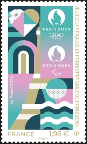 Paris 2024 lança selo postal oficial dos Jogos. / Reprodução / Paris 2024