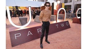 Timothée Chalamet na estreia de Nova York da Warner Bros. de Duna 2, no Josie Robertson Plaza, no Lincoln Center, em 25 de fevereiro de 2024