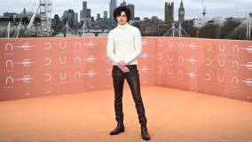 Timothée Chalamet no photocall de Londres para Duna 2, na Inglaterra em 14 de fevereiro de 2024
